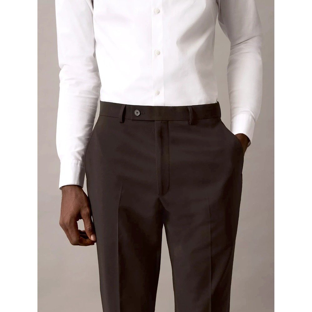 Calvin Klein Mens Slim fit 2-pc Suit Jacket 38R Pants 31W 32L Black Solid Wool - Picture 2 of 16
